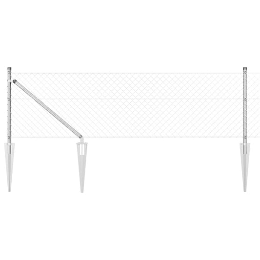 Chain Link Fence with Posts Silver 0.8 x 10 m Steel
