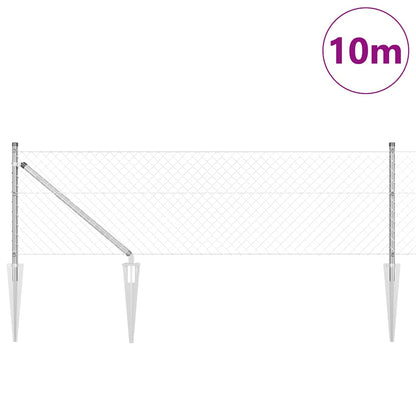 Chain Link Fence with Posts Silver 0.8 x 10 m Steel