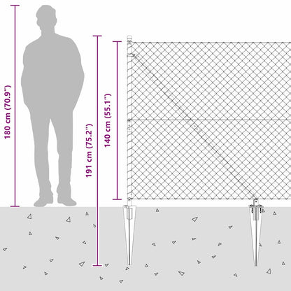 Chain Link Fence with Posts Silver 1.4 x 10 m Steel