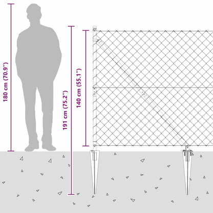 Chain Link Fence with Posts Silver 1.4 x 10 m Steel