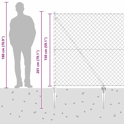 Chain Link Fence with Posts Silver 1.5 x 10 m Steel