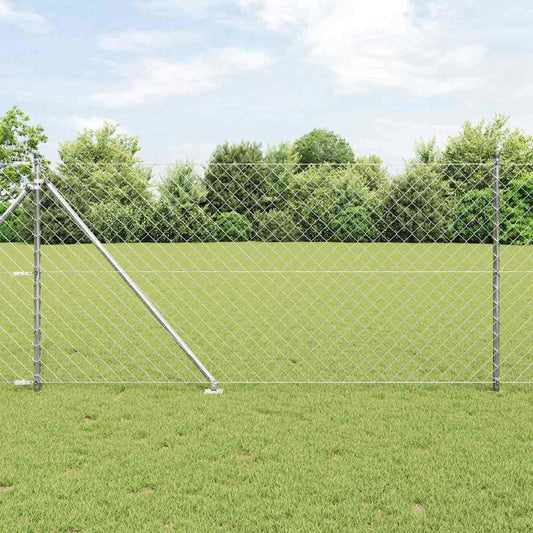 Chain Link Fence with Posts Silver 1 x 25 m Steel