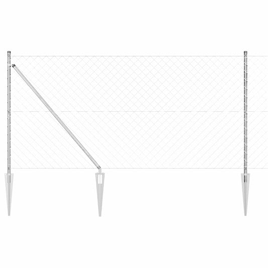 Chain Link Fence with Posts Silver 1.2 x 25 m Steel