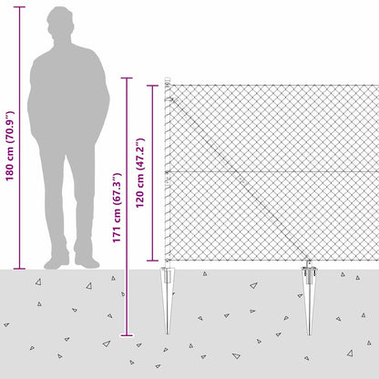Chain Link Fence with Posts Silver 1.2 x 25 m Steel