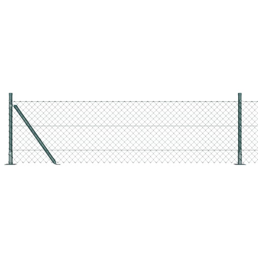 Chain Link Fence with Posts Green 0.4 x 10 m Steel