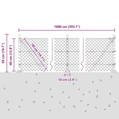 Chain Link Fence with Posts Green 0.4 x 10 m Steel