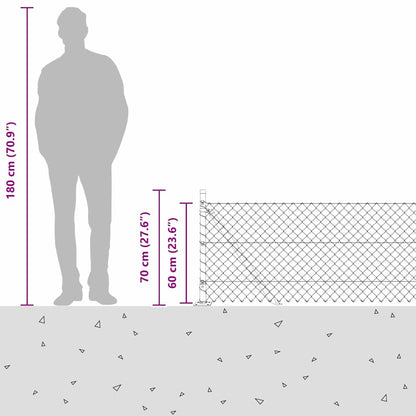 Chain Link Fence with Posts Green 0.6 x 10 m Steel