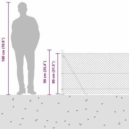 Chain Link Fence with Posts Green 0.8 x 10 m Steel