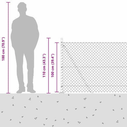 Chain Link Fence with Posts Green 1 x 10 m Steel