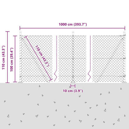 Chain Link Fence with Posts Green 1 x 10 m Steel