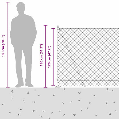 Chain Link Fence with Posts Green 1.2 x 10 m Steel