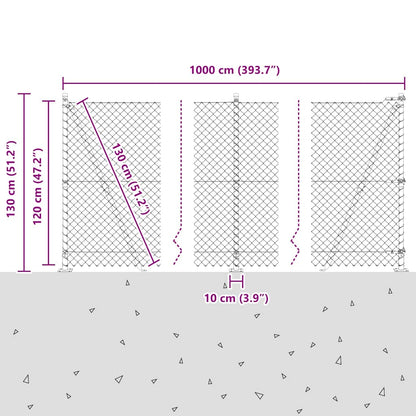 Chain Link Fence with Posts Green 1.2 x 10 m Steel