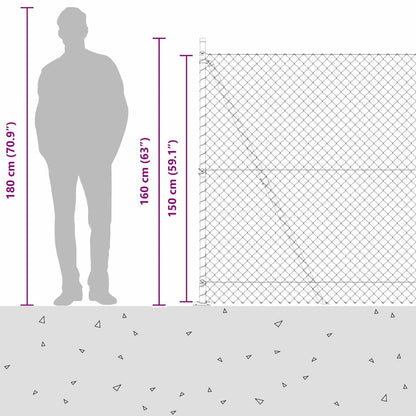 Chain Link Fence with Posts Green 1.5 x 10 m Steel