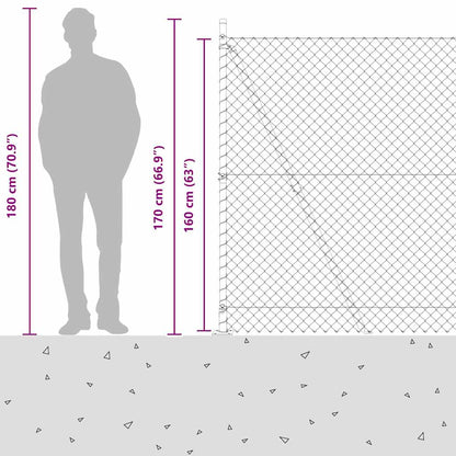 Chain Link Fence with Posts Green 1.6 x 10 m Steel