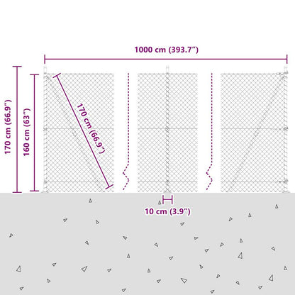 Chain Link Fence with Posts Green 1.6 x 10 m Steel