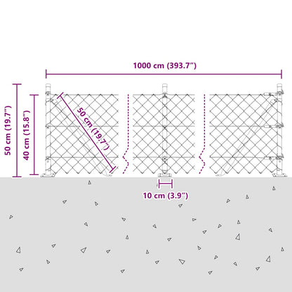Chain Link Fence with Posts Green 0.4 x 10 m Steel