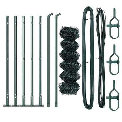 Chain Link Fence with Posts Green 0.6 x 10 m Steel