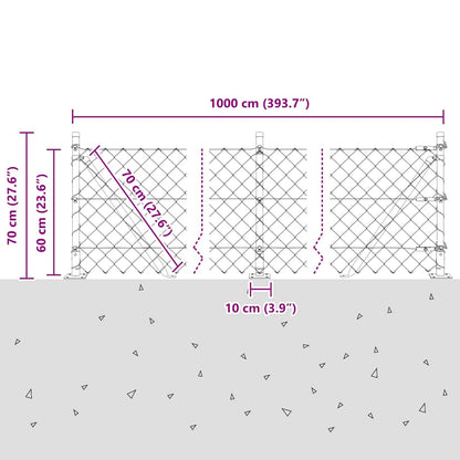 Chain Link Fence with Posts Green 0.6 x 10 m Steel