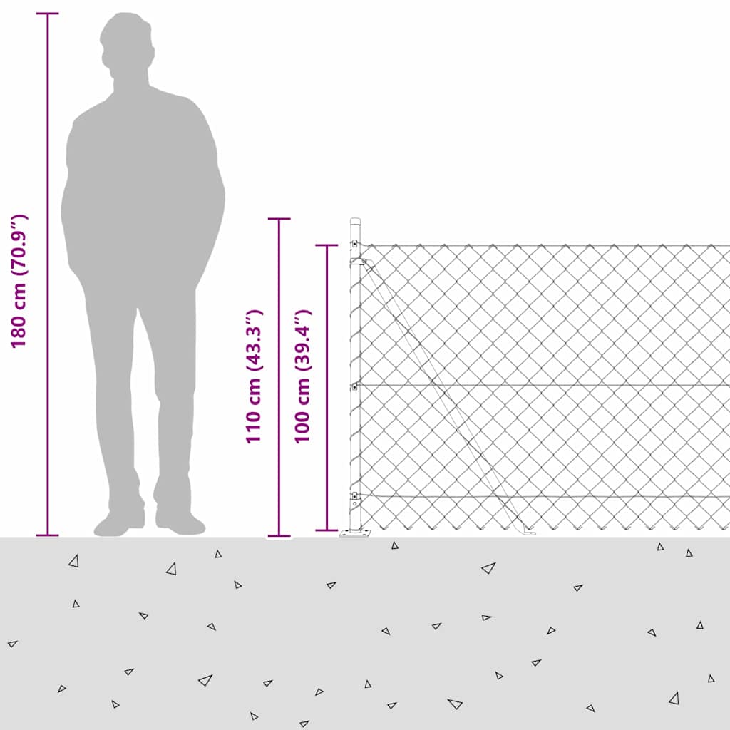 Chain Link Fence with Posts Green 1 x 10 m Steel