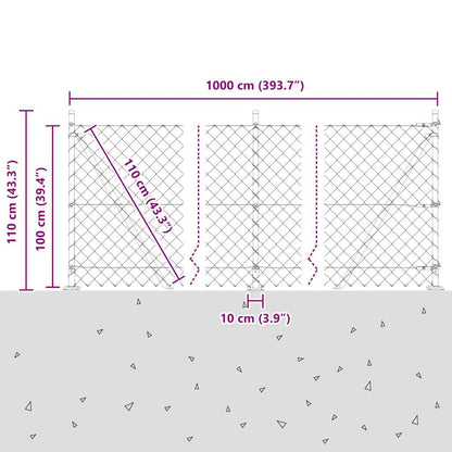 Chain Link Fence with Posts Green 1 x 10 m Steel