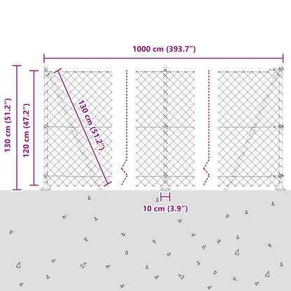 Chain Link Fence with Posts Green 1.2 x 10 m Steel