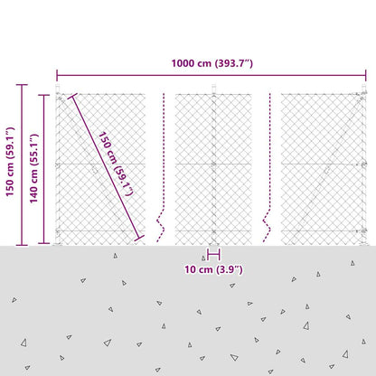 Chain Link Fence with Posts Green 1.4 x 10 m Steel