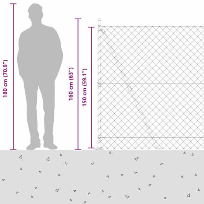 Chain Link Fence with Posts Green 1.5 x 10 m Steel