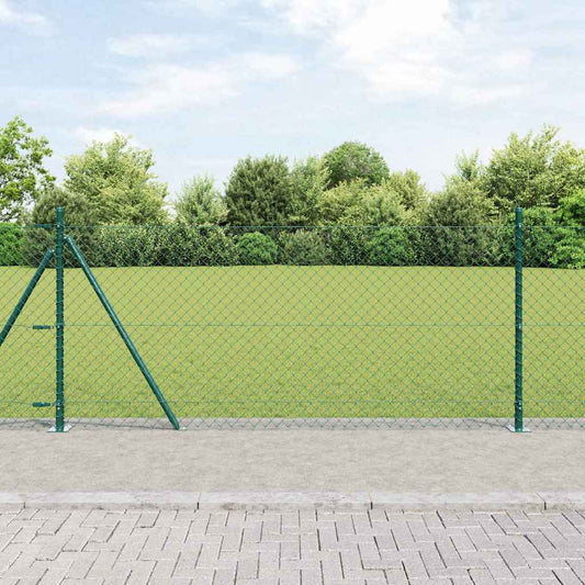 Chain Link Fence with Posts Green 1 x 25 m Steel