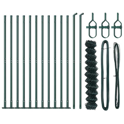 Chain Link Fence with Posts Green 1 x 25 m Steel