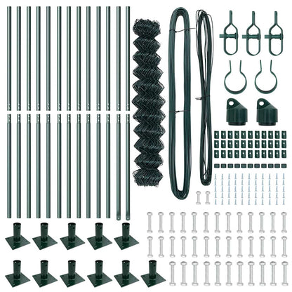 Chain Link Fence with Posts Green 1 x 25 m Steel