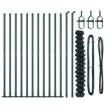 Chain Link Fence with Posts Green 1.6 x 25 m Steel