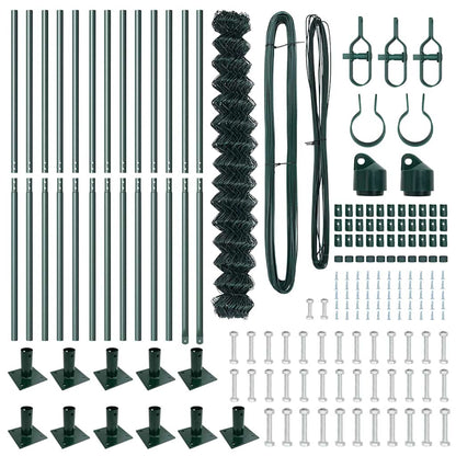 Chain Link Fence with Posts Green 1.6 x 25 m Steel