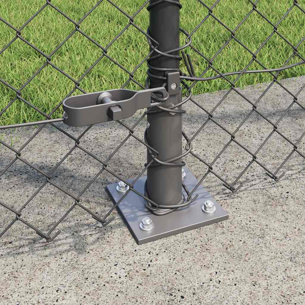 Chain Link Fence with Posts Grey 1.5 x 10 m Steel
