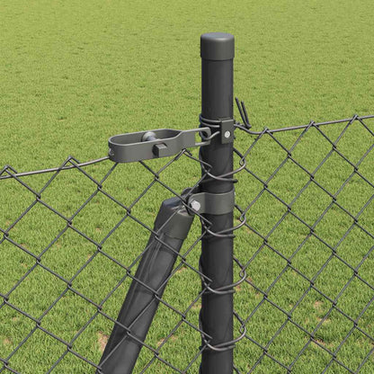 Chain Link Fence with Posts Grey 1.5 x 10 m Steel