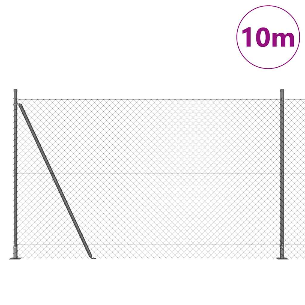 Chain Link Fence with Posts Grey 1.5 x 10 m Steel