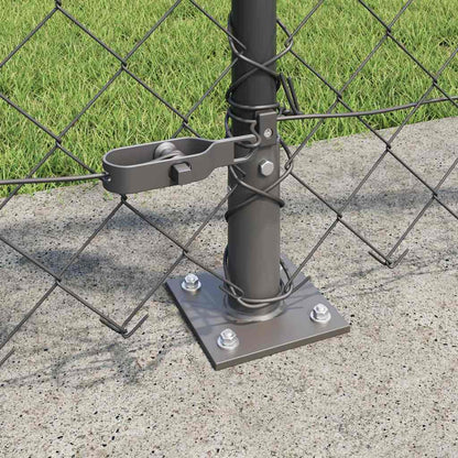 Chain Link Fence with Posts Grey 1 x 10 m Steel