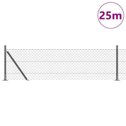 Chain Link Fence with Posts Grey 0.4 x 25 m Steel