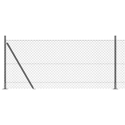 Chain Link Fence with Posts Grey 1 x 25 m Steel