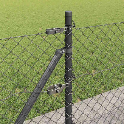 Chain Link Fence with Posts Grey 0.6 x 25 m Steel