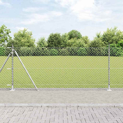 Chain Link Fence with Posts Silver 0.8 x 10 m Steel
