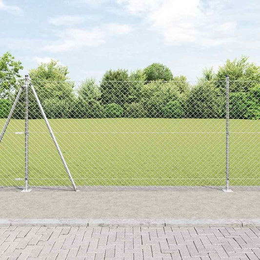 Chain Link Fence with Posts Silver 1.2 x 10 m Steel