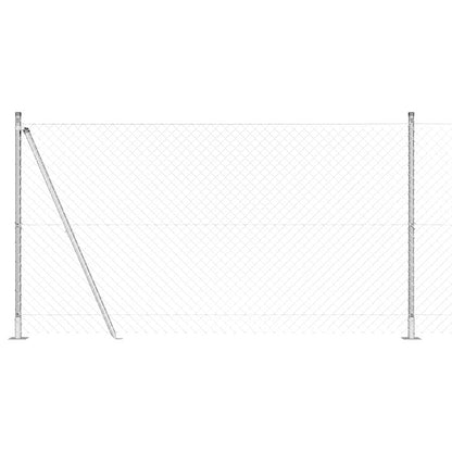 Chain Link Fence with Posts Silver 1.2 x 10 m Steel