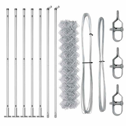Chain Link Fence with Posts Silver 1.2 x 10 m Steel