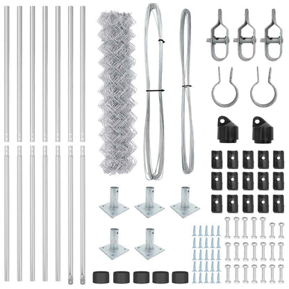 Chain Link Fence with Posts Silver 1.2 x 10 m Steel
