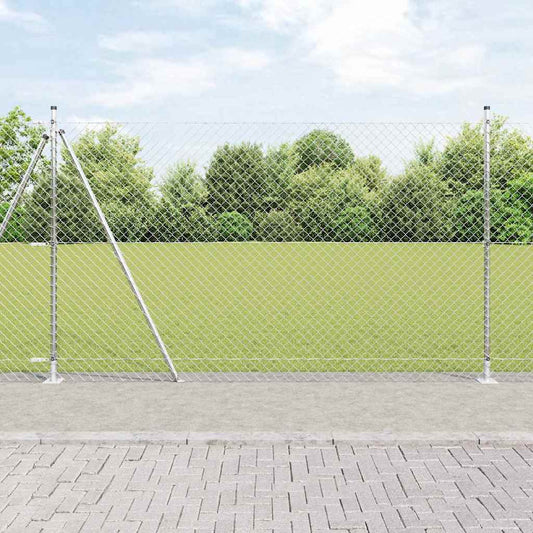 Chain Link Fence with Posts Silver 1.6 x 10 m Steel