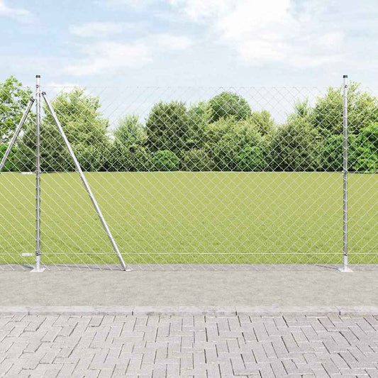 Chain Link Fence with Posts Silver 1.5 x 10 m Steel