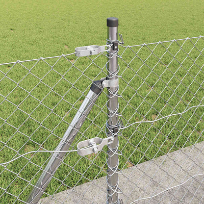 Chain Link Fence with Posts Silver 0.6 x 25 m Steel