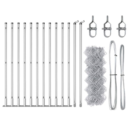 Chain Link Fence with Posts Silver 0.6 x 25 m Steel