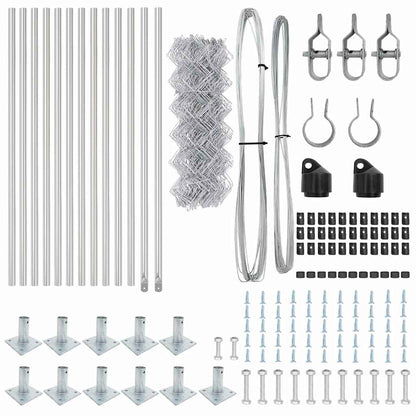 Chain Link Fence with Posts Silver 0.6 x 25 m Steel