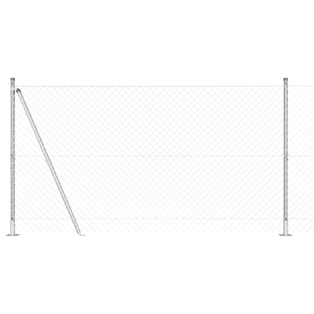 Chain Link Fence with Posts Silver 1.2 x 25 m Steel